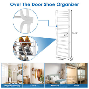 12 Tier Shoe Holder Over The Door Shoe Organizer Hanging Shoe Storage Rack