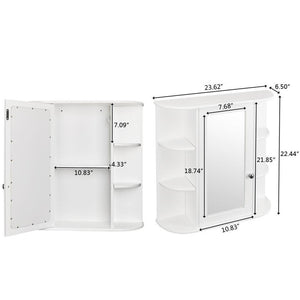 Home Bathroom Wall Mount Cabinet Storage Shelf Over Toilet w/ Mirror Door