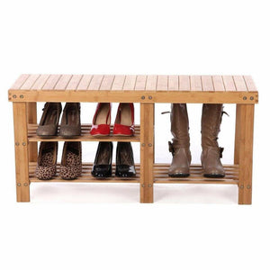 Shoe Rack Bench Hallway Storage Organizer Entryway Furniture Bamboo Seat