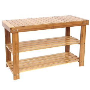 3 Tiers Home Dorm Room Bamboo Shoe Bench Rack Corridor Entryway Storage Shelf