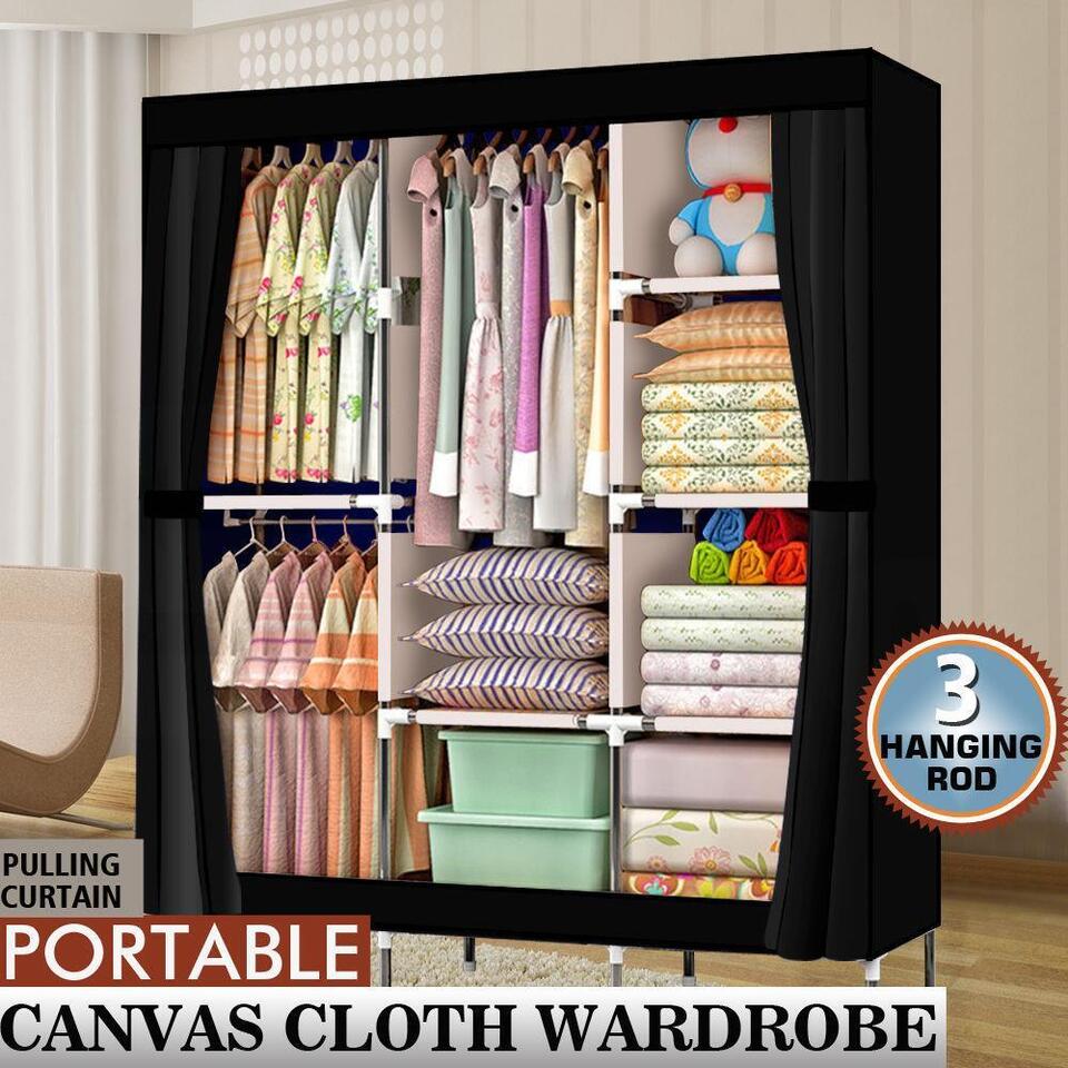 71" Portable Storage Organizer Clothes Rack Shelves Clothes Closet Wardrobe