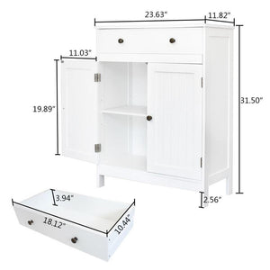 Wooden Floor Cabinet Freestanding Bathroom Storage Cabinet Unit Home Decor White