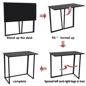 Folding Small Desk Home Office Desk Laptop Study Writing Table- BLACK