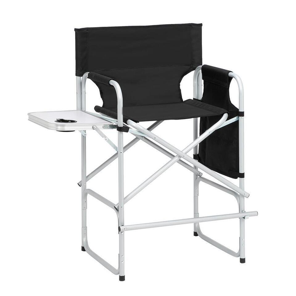 Folding Camping Chairs Heavy Duty Directors Chair with Side Table Black