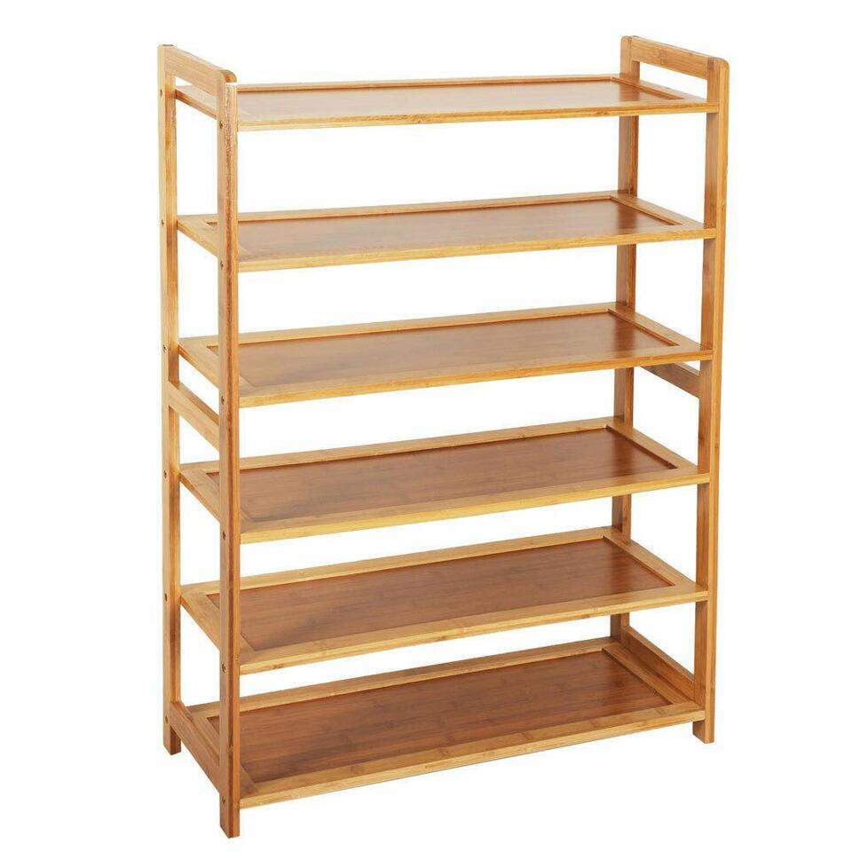 6 Layers Bamboo Shelf Tier 6 Wood Home Furniture Entryway Storage Rack Shoe