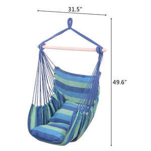 Blue Stripe Hammock Hanging Rope Chair Porch Swing Seat Patio Camping Hang