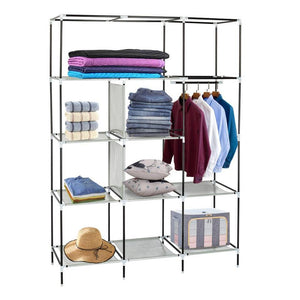 69" Wardrobe Unit Portable Closet Storage Organizer Clothes w/Shelf Fabric Cover