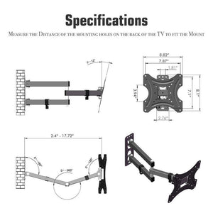 Full Motion TV Wall Mount Bracket Tilt Swivel 13 22 24 26 27 32 37 40 42 Display