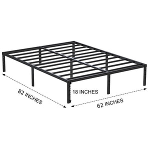 Heavy Duty 18" Queen Size Metal Bed Frame Sturdy Steel Platform Slat Support