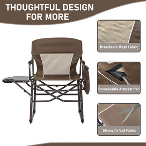 Camping Folding Director Chair Heavy Duty with Side Table Cup Holder