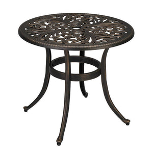 24 Inch Patio Dining Table Cast Aluminum Garden Bistro Table with Umbrella Hole