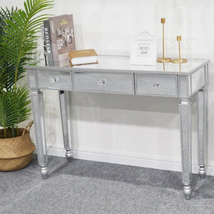 Mirrored Silver Vanity Make-Up Computer Desk Console Dressing Table with Drawer