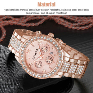 Women's Rose Gold Quartz Watch Stainless Steel Classic Waterproof Business Gifts