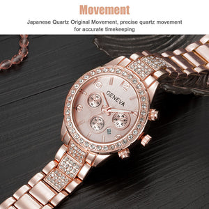 Women's Rose Gold Quartz Watch Stainless Steel Classic Waterproof Business Gifts