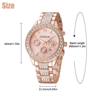 Women's Rose Gold Quartz Watch Stainless Steel Classic Waterproof Business Gifts