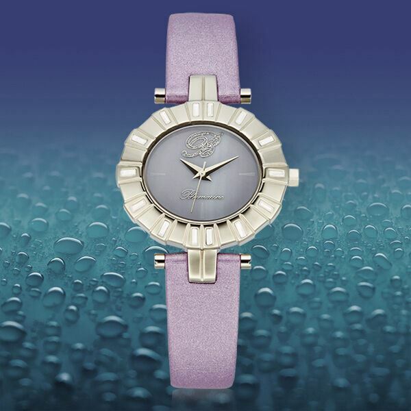 Women's Mother Of Pearl Watch Purple Swarovski Leather