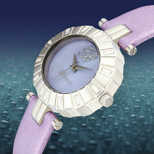 Women's Mother Of Pearl Watch Purple Swarovski Leather