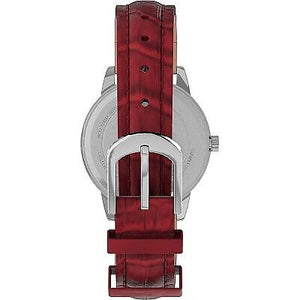 Easy Reader Watch with Leather Strap - Silver/Red