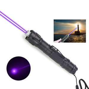 900Miles 405nm Blue Purple Laser Pointer Pen Visible Beam Light+Batt+Charger