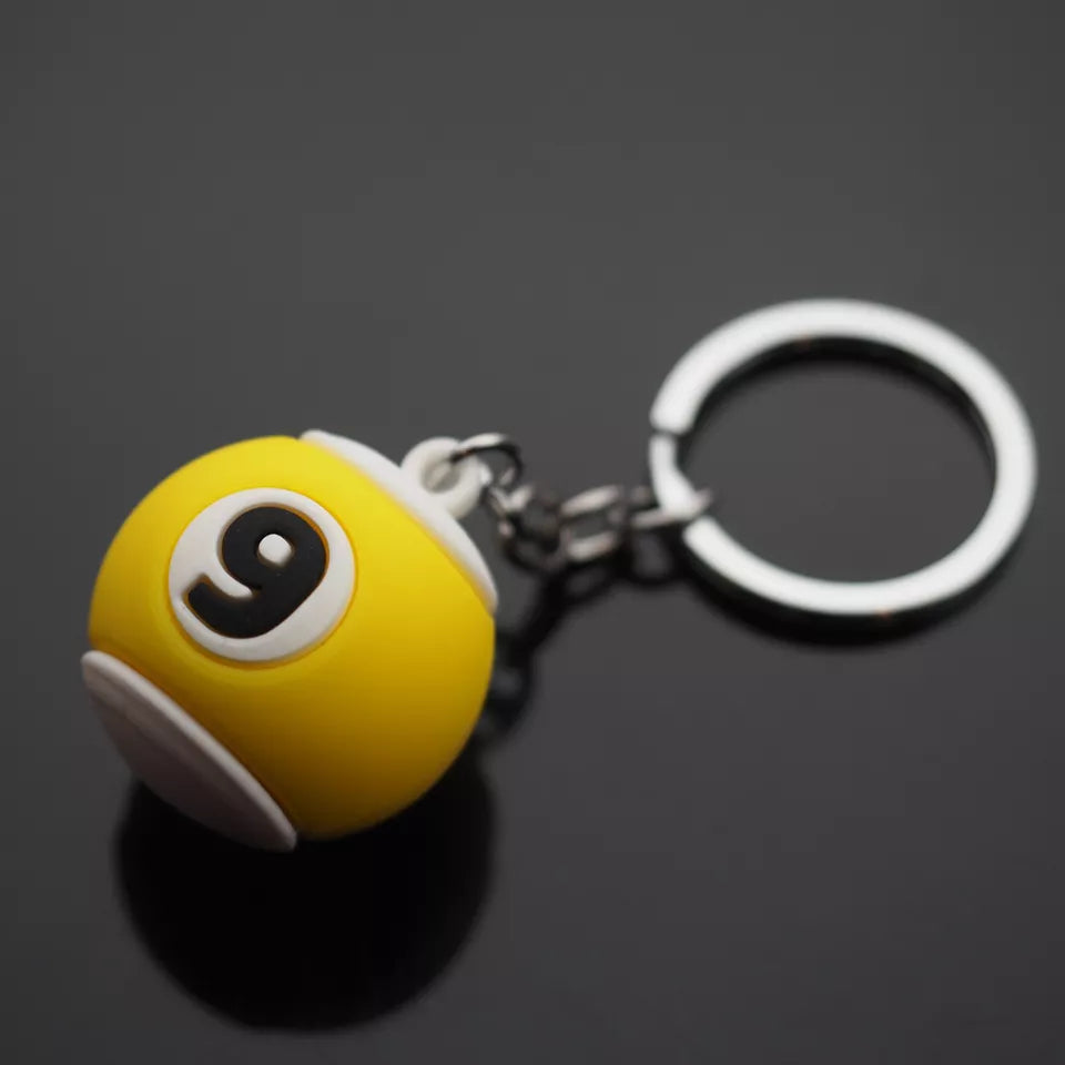 Pool 9 / Nine Ball Billiards Silicone Charm Keychain Pendant Cool Player Gift