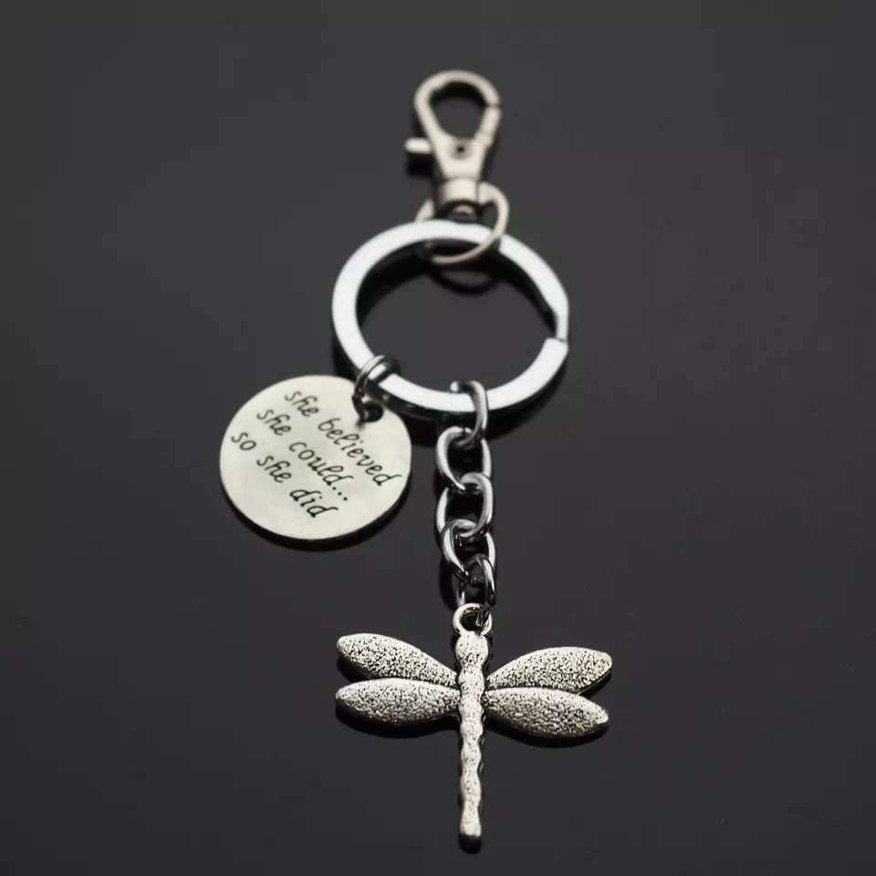 Dragonfly Key Chain Keychain Clip She Believed She Could So She Did Charm