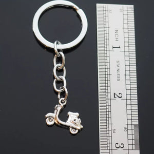 Motorcycle Italian Scooter Keyring Classic 3D Silver Pendant KeyChain Gift