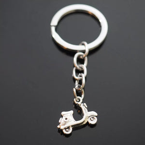 Motorcycle Italian Scooter Keyring Classic 3D Silver Pendant KeyChain Gift