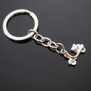 Motorcycle Italian Scooter Keyring Classic 3D Silver Pendant KeyChain Gift