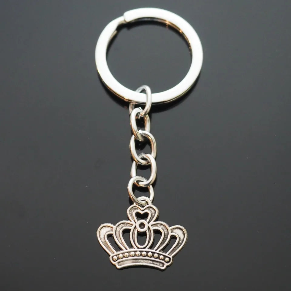 Imperial Royal Crown Queen of Heart Key Chain Silver Pendant Charm Keychain Gift