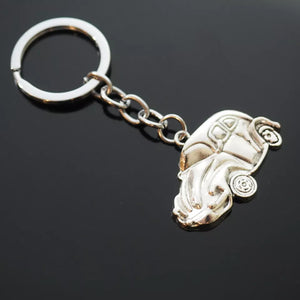 Vintage Love Bug Beetle Car Hippie 70's 60's Silver Pendant Keychain Gift
