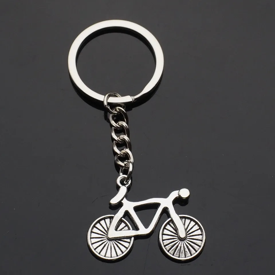 Metal Bike Bicycle 25x34mm Cycling Riding Keychain Keyring Keyfob Key Chain Gift