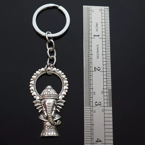 Ganesha Buddha Elephant Pendants Steel Silver Keychain 50x28mm Gift