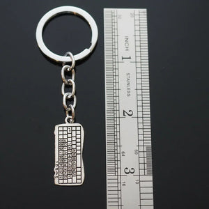 Computer Keyboard Silver Pendant Keychain Internet Programmer Love Gift