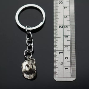 Classic Cowboy Hat Charm Key Chain Pendant Keychain - Silver Color Metal