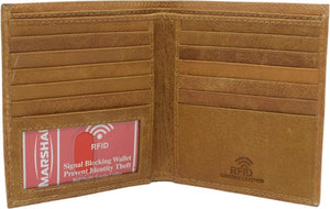 Bifold Hipster Credit Card Wallet RFID Blocking Men's Cowhide Leather Wallet