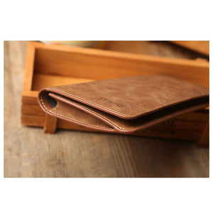 Men's Bifold Leather Breast Pocket Card Holder Suit Purse Long Wallet Checkbook