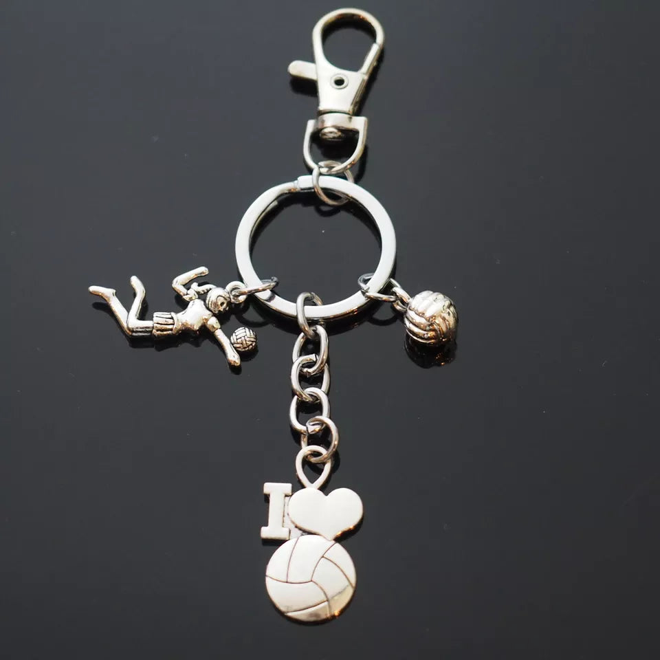 I Heart Volleyball Key Chain Clip Ball Charms Keychain Coach Player Love Gift