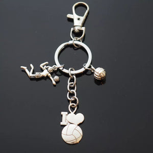 I Heart Volleyball Key Chain Clip Ball Charms Keychain Coach Player Love Gift