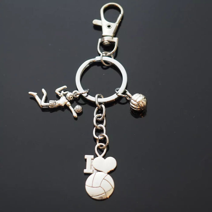 I Heart Volleyball Key Chain Clip Ball Charms Keychain Coach Player Love Gift