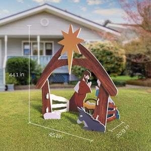 4ft Outdoor Nativity Scene Weather-Resistant Decor Christmas Family Decoration