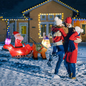 Lighted Inflatable Christmas Santa Claus & Reindeer Outdoor with Electric Fan