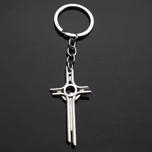 Jesus on the Cross INRI Design Silver Color Keychain Charm Pendant Key Ring Gift