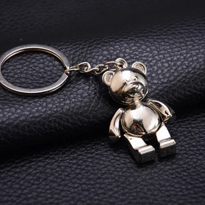 Teddy Bear Chrome Keychain Flexible Jointed Arms Legs Valentines Day Couple Gift