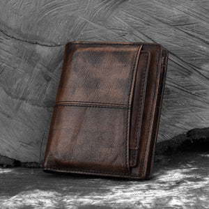 RFID Men's Genuine Leather Bifold Wallet RFID Card Case Detachable Card Pocket