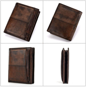 RFID Men's Genuine Leather Bifold Wallet RFID Card Case Detachable Card Pocket