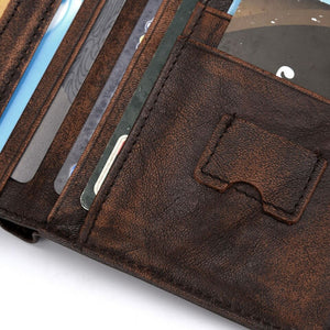 RFID Men's Genuine Leather Bifold Wallet RFID Card Case Detachable Card Pocket