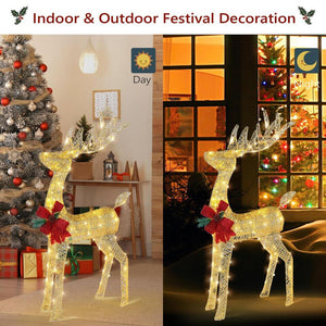 Christmas Lighted Reindeer Outdoor Yard Decoration with Warm White LED Lights