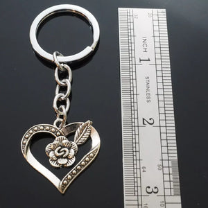 The Flower of My Heart Beautiful Rose Keychain Love Forever Gift Key Chain Ring