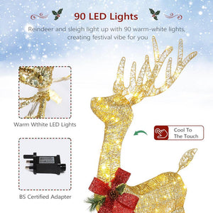 Christmas Lighted Reindeer Outdoor Yard Decoration with Warm White LED Lights