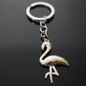 Flamingo Standing Crane Bird Silver Pendant Charm Keychain Key Chain Love Gift